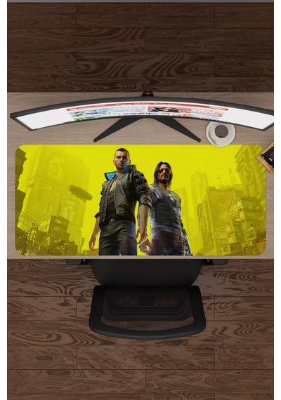 Cyberpunk 2077 Kaymaz Dikişli Kauçuk Oyuncu Mousepad V1 - 90x40 Xxl Gaming Mouse Pad Fare Altlığı
