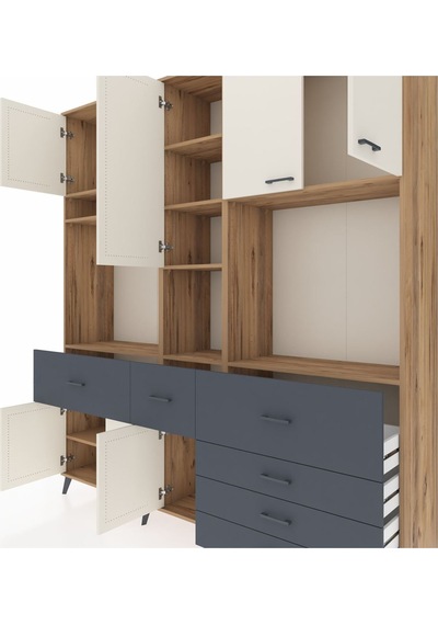 Hyperion Dolap 10 Raflı 6 Çekmeceli 8 Kapaklı 220x44x243 Çam-aytaşı/antrasit Aytası/antrasıt Hyperion Dolap 10 Raflı 6 Çekmeceli 8 Kapaklı 220x44x243 Çam-aytaşı/antrasit Aytası/antrasıt