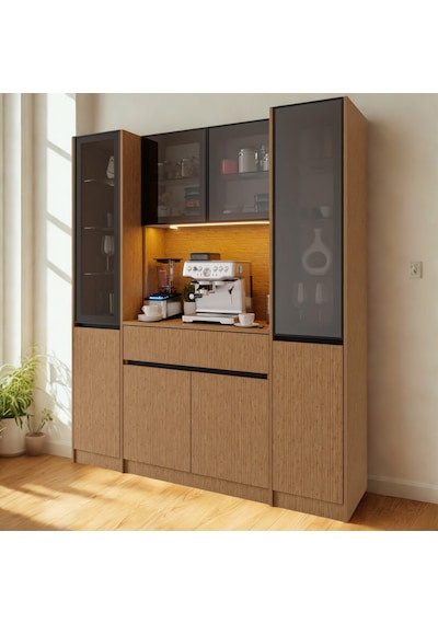 Nordıc Wood Led Li Kahve Köşesi Ünitesi Maxı Çift Vitrinli Füme Cam Komple Mdf Geniş Mutfak Dolabı Kahverengi Nordıc Wood Led Li Kahve Köşesi Ünitesi Maxı Çift Vitrinli Füme Cam Komple Mdf Geniş Mutfak Dolabı Kahverengi