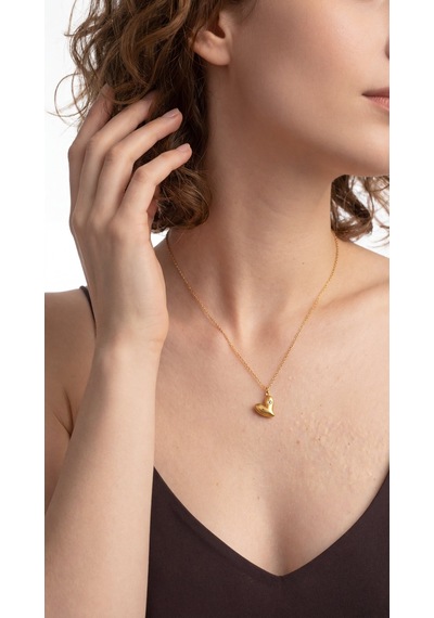Curved Heart Kolye Krem