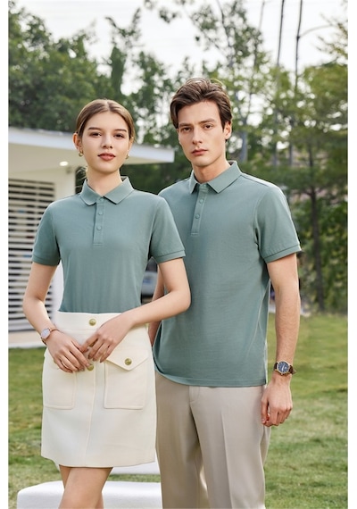 New Performance Premium Polo T-shirt 100% Pamuk Merserize Bambu Yeşili