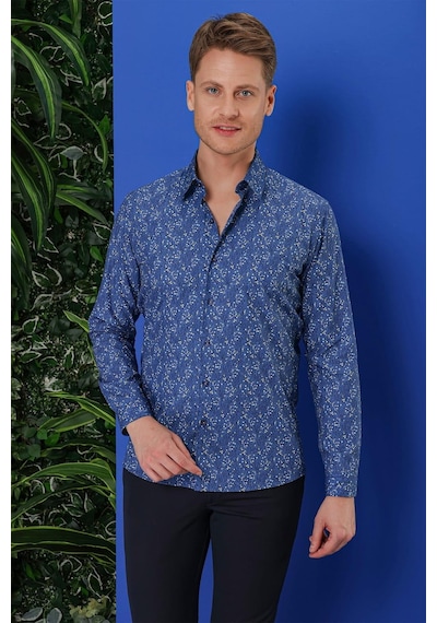 Efor G 1540 Slim Fit Lacivert Klasik Gömlek Lacivert