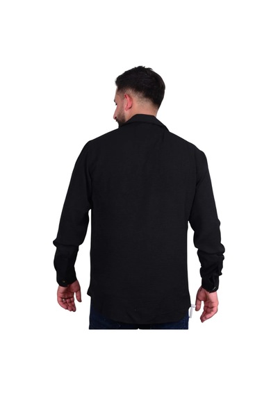 Cazador Regular Fit Dokuma Uzun Kol Gömlek Siyah