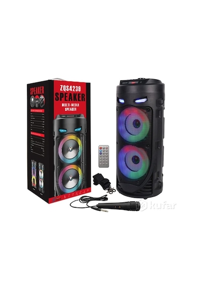 Karaoke Mikrofonlu Bluetooth Hoparlör Şarjlı Taşınabilir Led Işıklı Speaker 2x8w