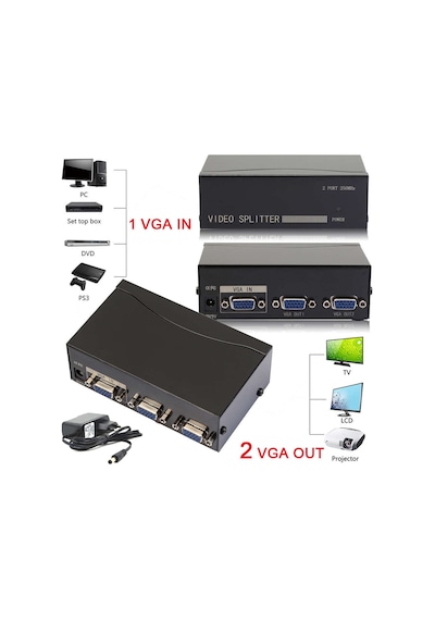 Vga Çoklayıcı Vga Splitter 2 Port Vga Video Splitter 1 İn 2 Out