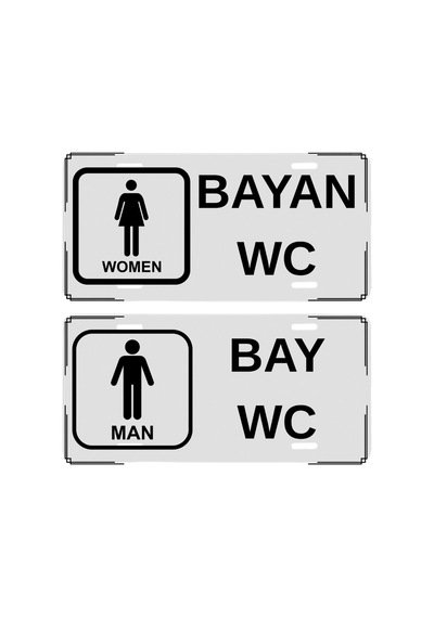 Bay Bayan Wc Tabela Seti - Metal Tuvalet Yönlendirme Levhası 2'li Set