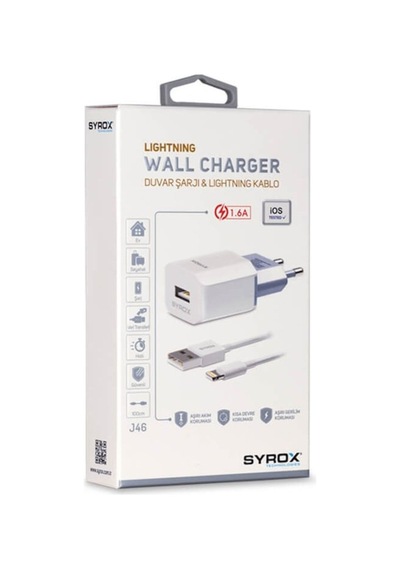 Syrox Apple Uyumlu iPhone Lıghtnıng Usb 1.6A Süper Hızlı Şarj %100 Ürü