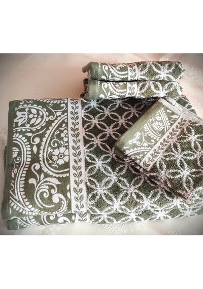 Hediyelik, Çeyizlik , İhraç Fazlası Özel Üretim Bukle Cotton Banyo-mutfak Havlu Seti 6'lı Set Yeşil
