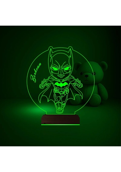 Luvivia Çocuk Odası Batman Çizgi Film Kişiye Özel 3d Lamba - Masa Gece Lambası Şeffaf