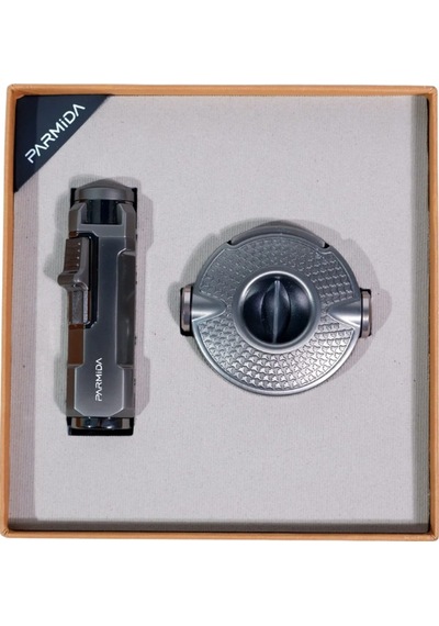 Parmida Çakmak Kesici İkili Gunmetal Puro Seti - Tr9260