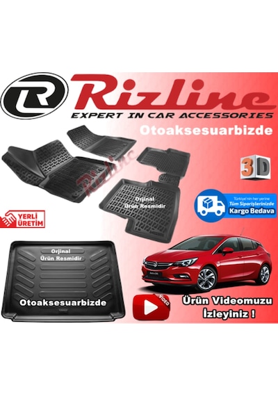 Astra K 3D Paspas + Bagaj Havuzu Siyah Hb 2015-2019 Arası Rizline