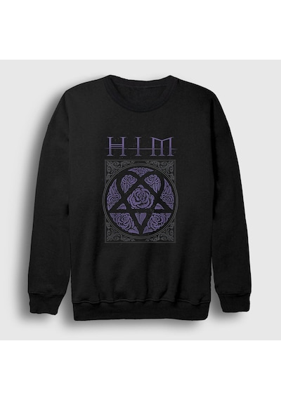 Presmono Unisex Roses Him Sweatshirt Siyah
