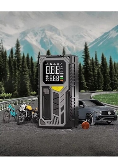 4000mah Ha Kompresörü Powerbank Özellikli Kompresör Araba Bisiklet Top Lastik Şişirme Pompası
