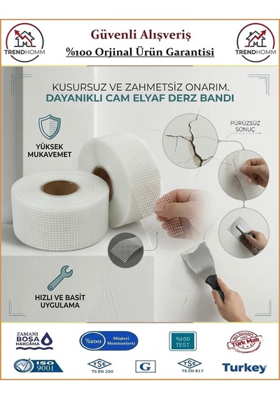Bay-tec Derz Bandı - Alçı Sıva File Bandı - Yapışkanlı 4.8x45 Metre