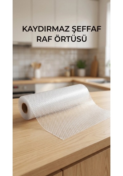 Buğz Şeffaf Pvc Raflık Kaymaz Çekmece Örtüsü 45x300 Cm Mutfak Dolap İçi Koruyucu Diğer