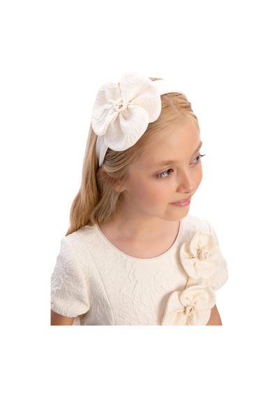 Pamina Kids Pamina Kız Çocuk Taç Tokalı Tüllü Elbise Ekru 36190