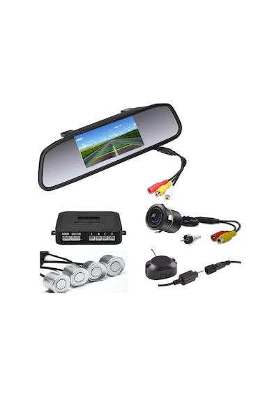 Gpr Kameralı Park Sensörü 4.3 'Ayna Ekranlı Gri Sensör Full Set