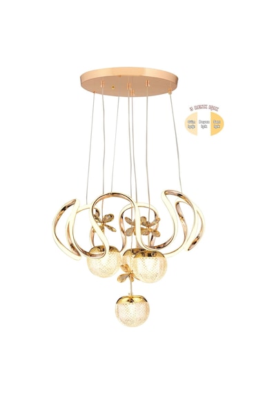 Ey-El Tasarım Maxı Toplu Taşlı Modern Sarkıt Led Avize 3 Renk Gold Kaplamalı Krom