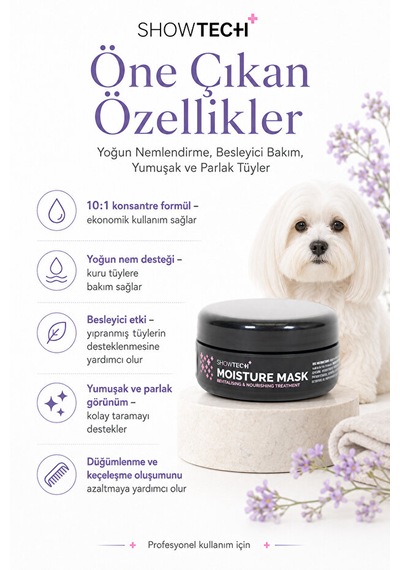 Showtech Moisture Mask Kedi Ve Köpekler İçin Konsantre 10:1 Yoğun Nemlendirici Ve Besleyici Tüy Bakım Maskesi 125 Ml