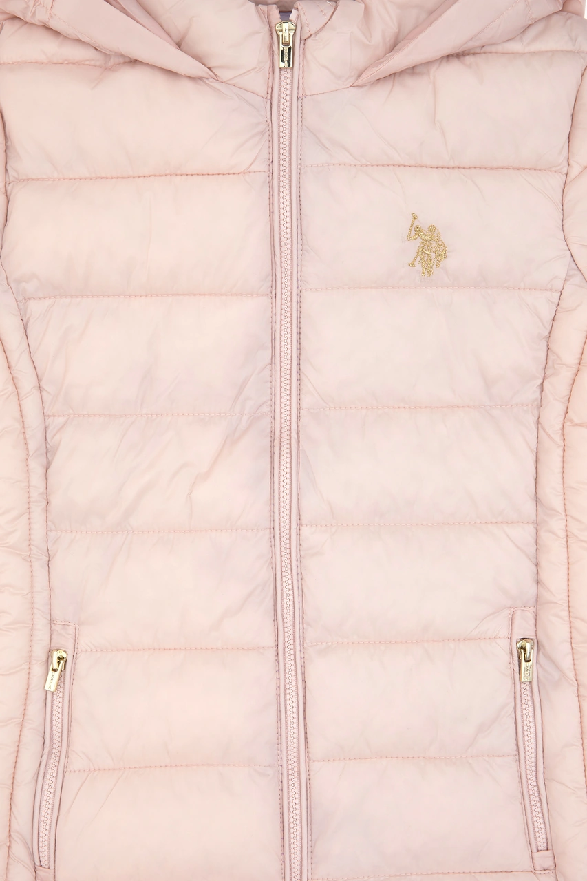 U.S. Polo Assn. Kız Çocuk Kapüşonlu Pudra Kaban 50313101-VR042