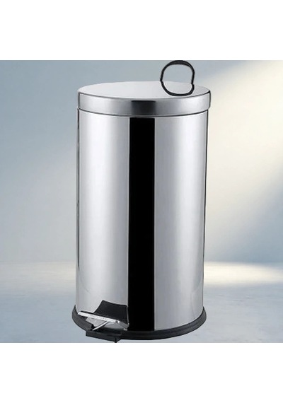 Şık Pedallı 16lt Krom Metal Çöp Kovası 10l Siyah