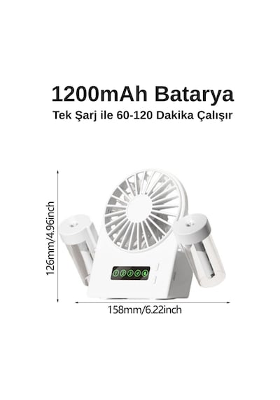 Taşınabilir Masaüstü Su Hazneli Usb Şarjlı 4 Kademe Fan Vantilatör Soğutucu F8 Beyaz