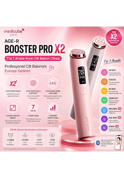 Medicube Age-r Booster Pro X2 7 Si 1 Arada Pembe Kore Cilt Bakım Cihazı