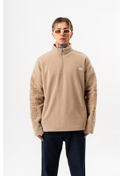 Respire Erkek Ffb Yarım Fermuarlı Oversize Polar Ceket Bej