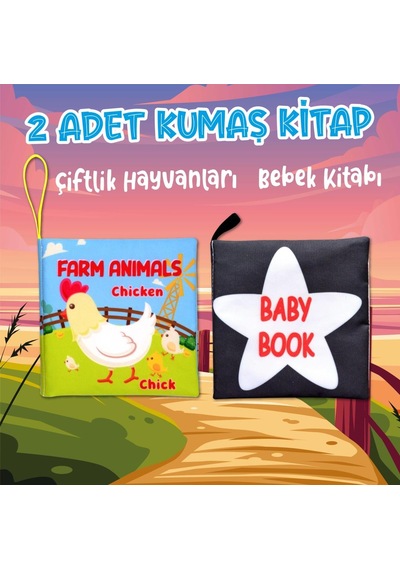 2 Kitap Tox Ingilizce Çiftlik Hayvanları Ve Siyah-Beyaz Bebek Kum