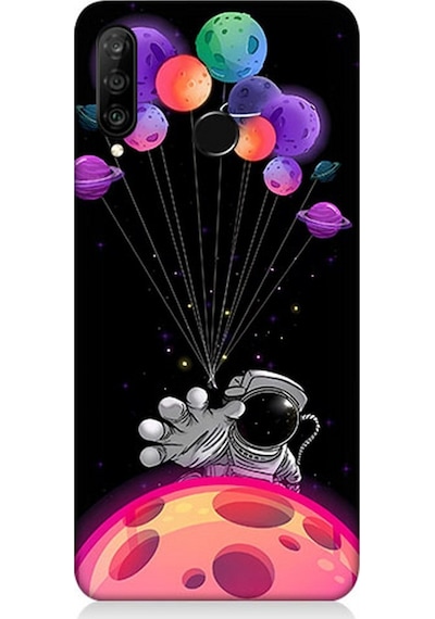 Huawei P30 Lite Uyumlu Silikon Kılıf Astranot Ve Uçan Balonlar