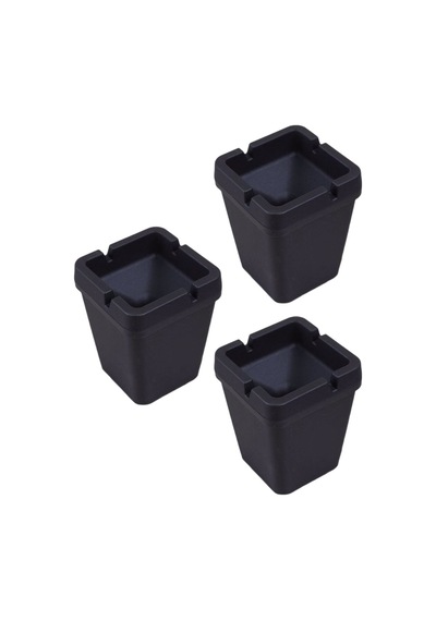 Siyah Kare Kokusuz Küllük 3 Adet Kpf15-3 Plastik Siyah Kare
