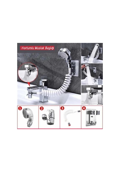 Buffer 2 İn 1 Spiral Hortumlu Ayarlanabilir Hareketli Banyo Mutfak Lavabo Musluk Duş Başlığı
