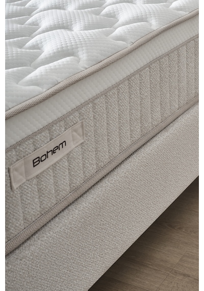 Bohem Prime Tek Kişilik Uyku Seti Pocket Yaylı Yatak, Sandıklı Baza, Başlık 3 Lü Set 90 x 190