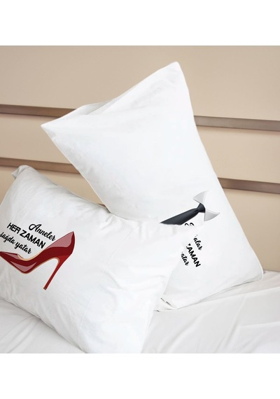 Bk Gift Sevgili Tasarımlı Pamuklu 2 Li Yastık Kılıfı Seti-9 50x70cm , Sevgiliye , Ev si, Tasarım Ev Tekstili