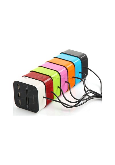 Dark Usb 2.0 Çoklu Kart Okuyucu Ve 3Xusb 2.0 Çoklayıcı Hub (Siyah)