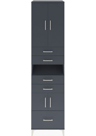 Hyperion Dolap 4 Raflı 5 Çekmeceli 4 Kapaklı 60x44x243 Antrasit-antrasit Antrasit