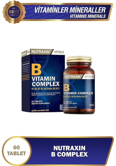 Nutraxin B1, B2, B3, B5, B6, B12 Vitamin B Complex 60 Tablet