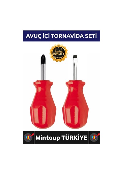 Tornavida Profesyonel Ergonomik Pratik Mini Dar Alan Tamir 2'li Avuç Içi Düz Yıldız Tornavida Seti