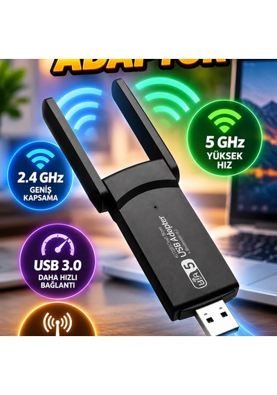 Usb 3.0 Çift Bant Wireless Adaptör 2.4ghz & 5ghz Wifi Alıcısı