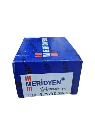 Meridyen Sunta Vidası 2,5 X 25 Mm Kutu İçinde 1000 Adet Bulunmaktadır. 0.3 MM