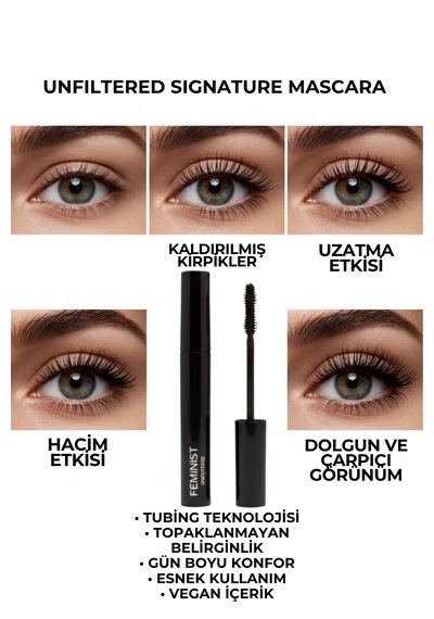 Özel Fırça Hacim Ve Uzatma Etkili Maskara Doğal Formüllü Koyu Siyah