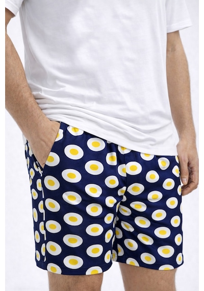 Erkek Pamuklu Baskılı Cepli Şortlu Pijama Takımı Ke77629 Sarı