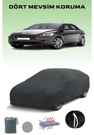 Siyah Peugeot 301 2012 - 2016 Araba Brandası, Oto Örtüsü, Araba Çadırı Siyah