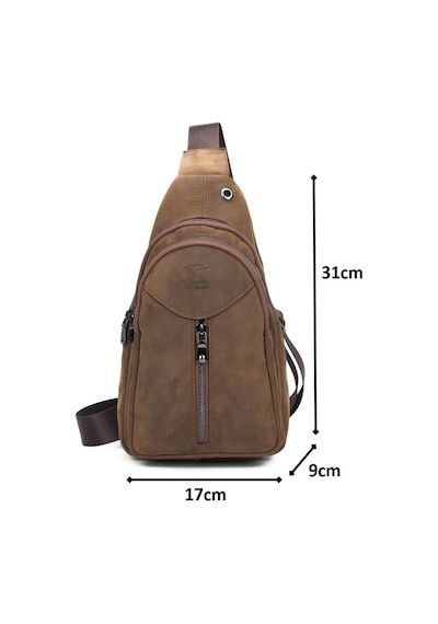 Kangaroo Kıngdom Erkek Camel Hakiki Deri Askılı Postacı Çanta Kangaroo K. 1012-Zkc