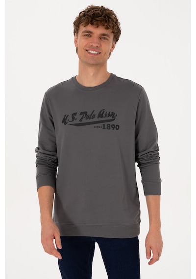 U.S. Polo Assn. Erkek Bisiklet Yaka Regular Fit Gri İnce Sweatshirt 50316315-VR024