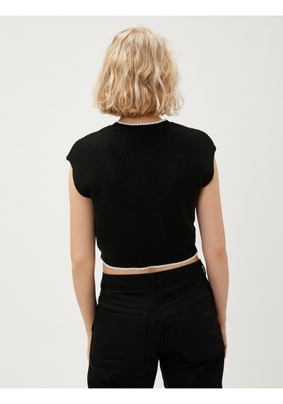 Koton Crop Süveter Bisiklet Yaka Siyah 3sak20004ht 3SAK20004HT999 Siyah