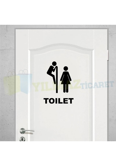 Yılmazetic Wc Toilet Kapı Klozet Yapıştırma Banyo Sticker 13 x 9 CM