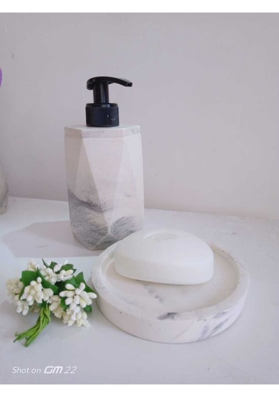 Marble Beton Sıvı Ve Katı Sabunluk Siyah