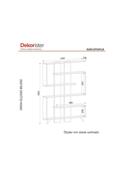 Dekorister Rain Kitaplık Beyaz-Ceviz