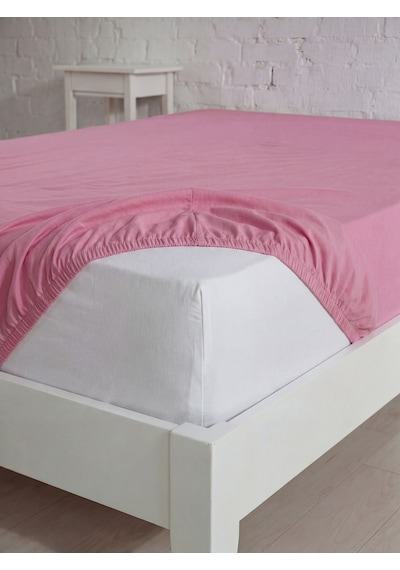Çift Kişilik Pamuklu Lastikli Çarşaf, Ranforce Çift Kişilik Fitted Çarşaf 160x200+20 Cm Pembe